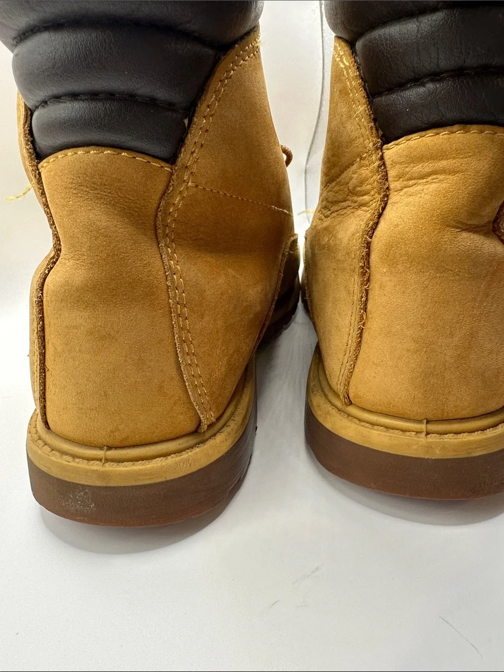 Timberland Wheat Nubuck Work Boots with Dark Brown Padded Collar